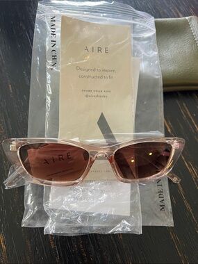 AIRE Women's Pink Crystal Frame Sunglasses with Brown Lenses